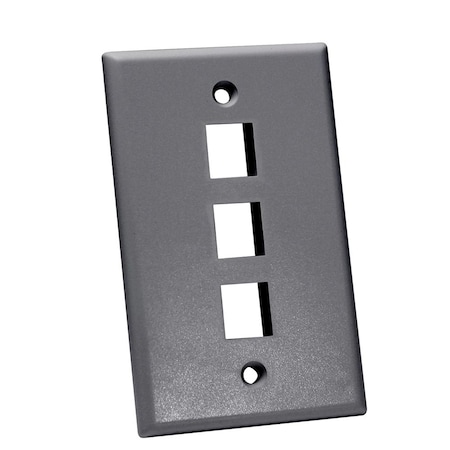 Quest Technology International Keystone Wall Plate, Single-Gang - 3 Ports, Gray NFP-1030